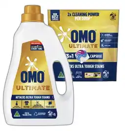 IGA OMO Ultimate Laundry Liquid 2 Litre, Capsules 28 Pack or Powder 2kg Selected Varieties offer