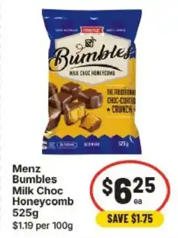 IGA Menz Bumbles Milk Choc Honeycomb offer
