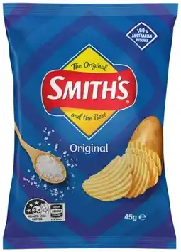 IGA Smith’s Crinkle Cut Chips, Twisties or Doritos Corn Chips 45g Selected Varieties offer