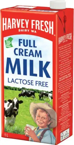 IGA Harvey Fresh UHT Lactose Free Full Cream or Skim Milk 1 Litre offer