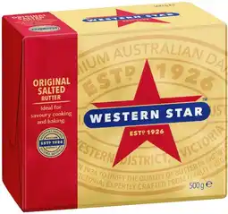IGA Western Star Butter Block 500g Selected Varieties offer