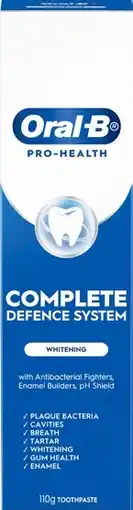 IGA Oral‑B Pro Health Complete Defence System Whitening Toothpaste 110g offer