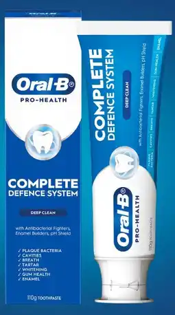 IGA Oral‑B Pro Health Complete Defence System Deep Clean Toothpaste 110g offer