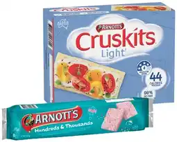 IGA Arnott’s Cruskits 125g, Hundreds & Thousands Biscuits or Tina Wafer 200g Selected Varieties offer