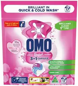 IGA OMO McGrath 3 in 1 Laundry Capsules with Comfort 17 Pack offer