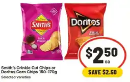 IGA Smith's Crinkle Cut Chips or Doritos Corn Chips Selected Varieties offer