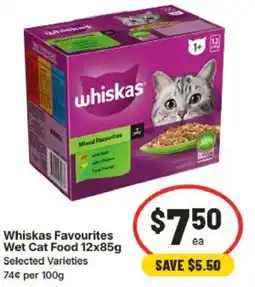 IGA Whiskas Favourites Wet Cat Food Selected Varieties offer