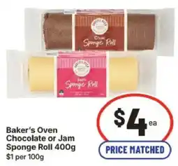 IGA Baker's Oven Chocolate or Jam Sponge Roll offer