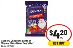 IGA Cadbury Chocolate Santa or Magical Elves Share Bag offer
