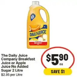 IGA The Daily Juice Company Breakfast Juice or Apple Juice No Added Sugar offer