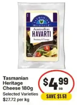 IGA Tasmanian Heritage Cheese Selected Varieties offer