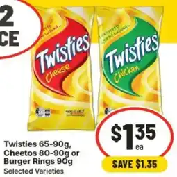IGA Twisties, Cheetos or Burger Rings offer