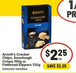 IGA Arnott's Cracker Chips, Sourdough Crisps or Flatbread Dippers Selected Varieties offer