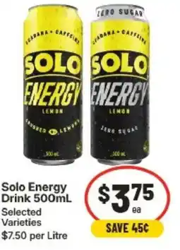 IGA Solo Energy Drink offer