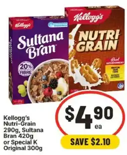 IGA Kellogg's Nutri-Grain, Sultana Bran or Special K Original offer