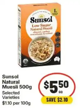 IGA Sunsol Natural Muesli offer