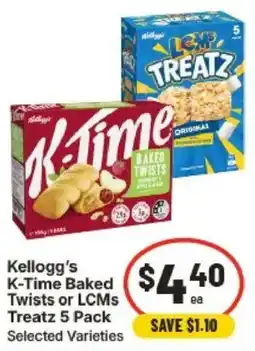 IGA Kellogg's K-Time Baked Twists or LCMs Treatz Selected Varieties offer