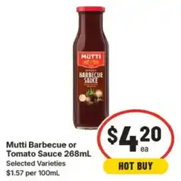 IGA Mutti Barbecue or Tomato Sauce offer