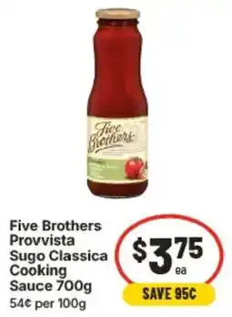 IGA Five Brothers Provvista Sugo Classica Cooking Sauce offer