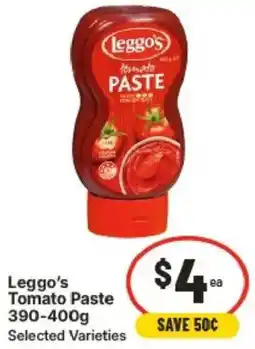 IGA Leggo's Tomato Paste Selected Varieties offer