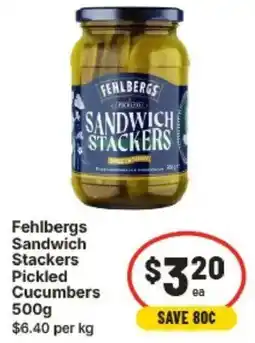 IGA Fehlbergs Sandwich Stackers Pickled Cucumbers offer