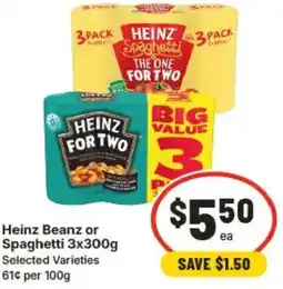 IGA Heinz Beanz or Spaghetti Selected Varieties offer