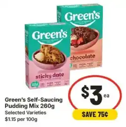 IGA Green's Self-Saucing Pudding Mix Selected Varieties offer