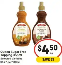 IGA Queen Sugar Free Topping Selected Varieties offer
