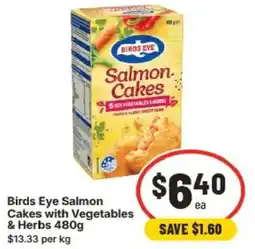 IGA Birds Eye Salmon Cakes with Vegetables & Herbs offer
