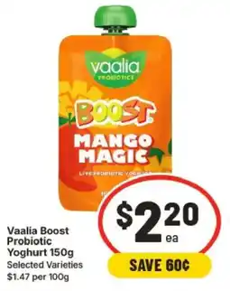 IGA Vaalia Boost Probiotic Yoghurt Selected Varieties offer