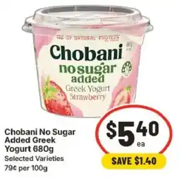 IGA Chobani No Sugar Added Greek Yogurt offer