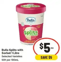 IGA Bulla Splits with Sorbet Selected Varieties offer