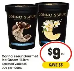 IGA Connoisseur Gourmet Ice Cream Selected Varieties offer