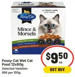 IGA Fussy Cat Wet Cat Food Selected Varieties 99¢ per 100g offer