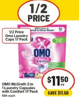 IGA OMO McGrath 3 in 1 Laundry Capsules with Comfort offer