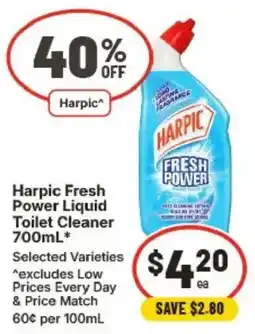 IGA Harpic Fresh Power Liquid Toilet Cleaner offer