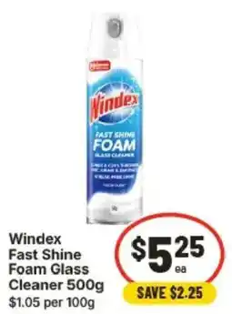 IGA Windex Fast Shine Foam Glass Cleaner offer