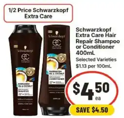 IGA Schwarzkopf Extra Care Hair Repair Shampoo or Conditioner offer