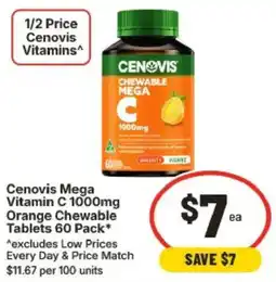 IGA Cenovis Mega Vitamin C 1000mg Orange Chewable Tablets offer