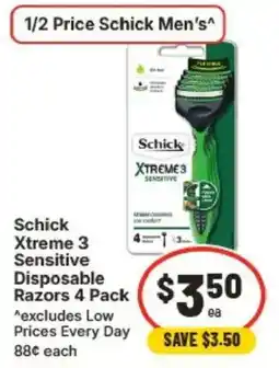 IGA Schick Xtreme 3 Sensitive Disposable Razors offer