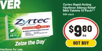 IGA Zyrtec Rapid Acting Hayfever Allergy Relief Mini Tablets offer
