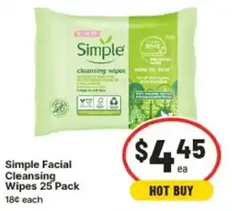 IGA Simple Facial Cleansing Wipes offer