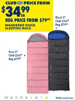 BCF Wanderer singe sleeping bags offer