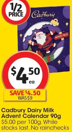 Coles Cadbury Dairy Milk Advent Calendar offer