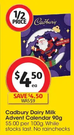 Coles Cadbury Dairy Milk Chocolate Christmas Advent Calendar offer