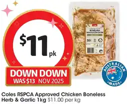 Coles Coles Chicken Whole Boneless Herb & Garlic offer