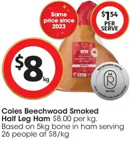 Coles Coles Beechwood Smoked Half Leg Ham offer