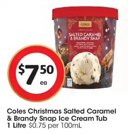Coles Coles Christmas Salted Caramel & Brandy Snap Ice Cream offer