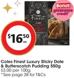 Coles Coles Finest Luxury Sticky Date & Butterscotch Pudding offer