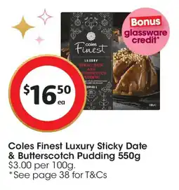 Coles Coles Finest Luxury Sticky Date & Butterscotch Pudding offer